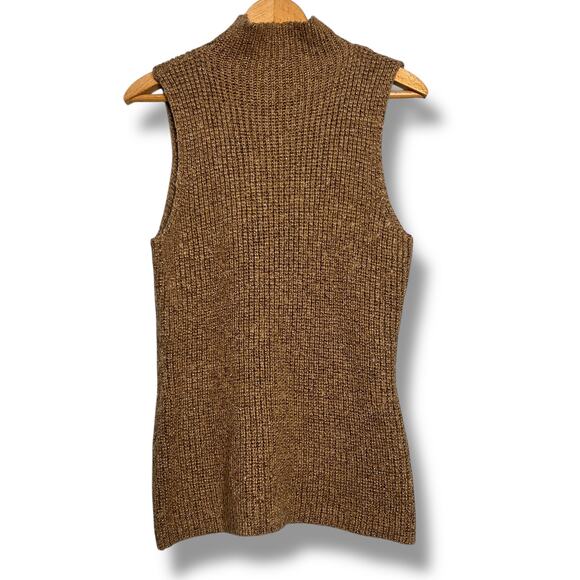 Ralph Lauren Gold Draped Open Front Cardigan Mock Neck Tank Belted Sz XL Gold - Picture 8 of 16